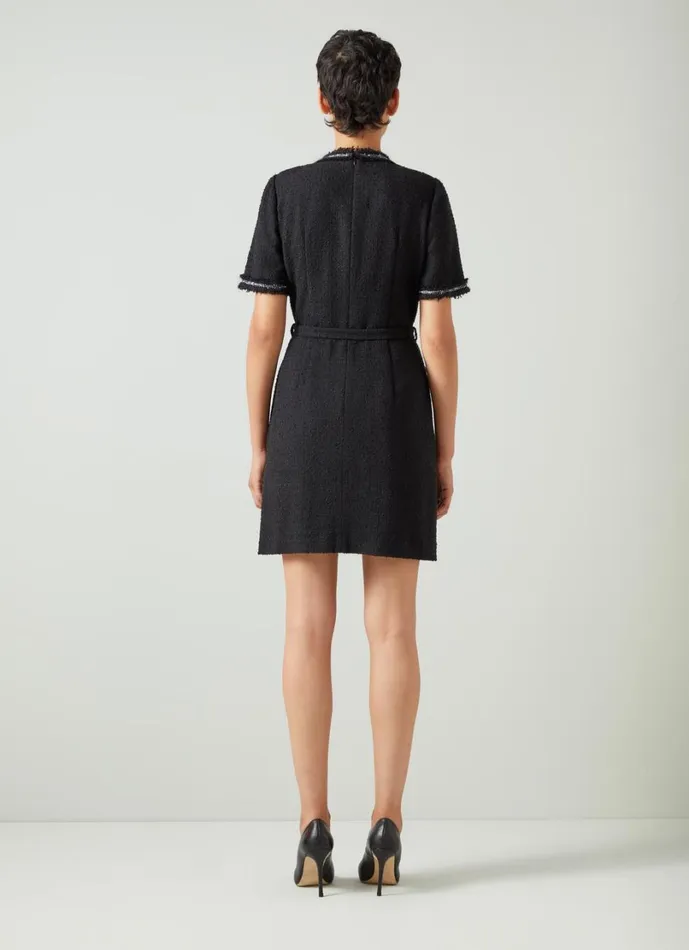 LKBennett Dresses Women Charlie Black and Cream Tweed Dress With Trim LKBennett Dresses Women Charlie Black and Cream Tweed Dress With Trim