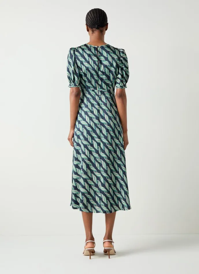 LKBennett Dresses Women Jem Spring Navy Multi Ribbon Print Satin Dress LKBennett Dresses Women Jem Spring Navy Multi Ribbon Print Satin Dress