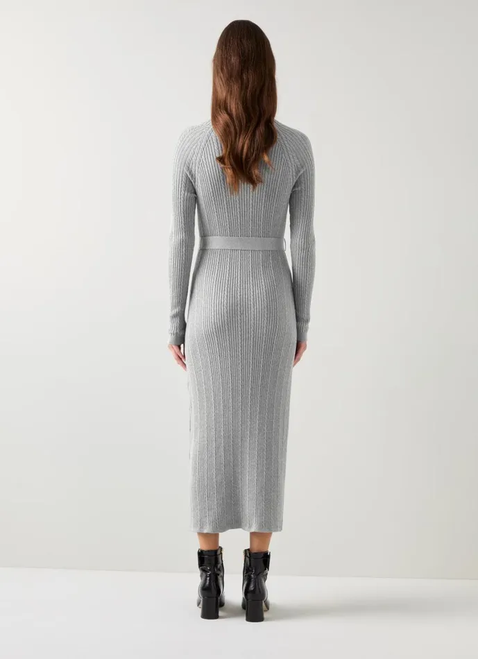 LKBennett Dresses Women West Mid Grey Melange Cable Stitch Dress LKBennett Dresses Women West Mid Grey Melange Cable Stitch Dress