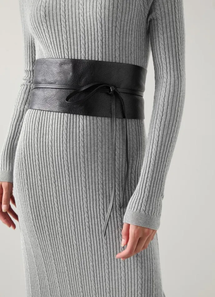 LKBennett Dresses Women West Mid Grey Melange Cable Stitch Dress LKBennett Dresses Women West Mid Grey Melange Cable Stitch Dress