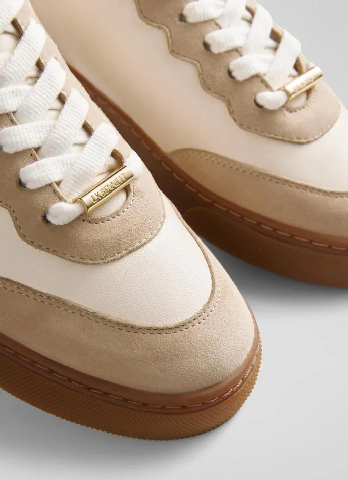 LKBennett Flats Women LKB Runner Cream Leather And Beige Suede Trainers LKBennett Flats Women LKB Runner Cream Leather And Beige Suede Trainers