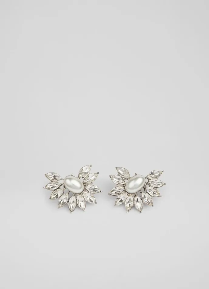LKBennett Jewellery Women Dia Crystal And Pearl Spray Earrings LKBennett Jewellery Women Dia Crystal And Pearl Spray Earrings