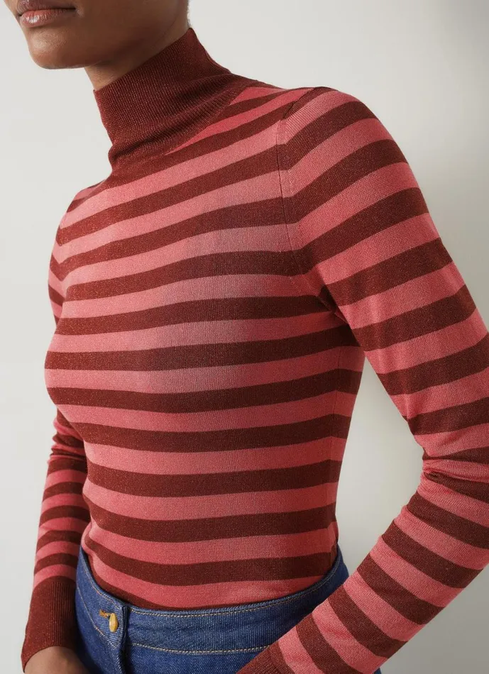 LKBennett Knitwear Women Allie Rose and Copper Knit Top LKBennett Knitwear Women Allie Rose and Copper Knit Top