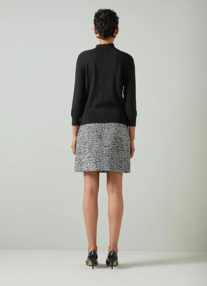 LKBennett Knitwear Women Betty Black Sustainably Sourced Merino Wool Scallop Edge Jumper LKBennett Knitwear Women Betty Black Sustainably Sourced Merino Wool Scallop Edge Jumper