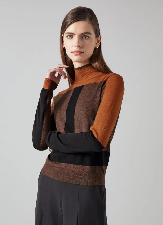 LKBennett Knitwear Women Selma Conker Polo Jumper LKBennett Knitwear Women Selma Conker Polo Jumper