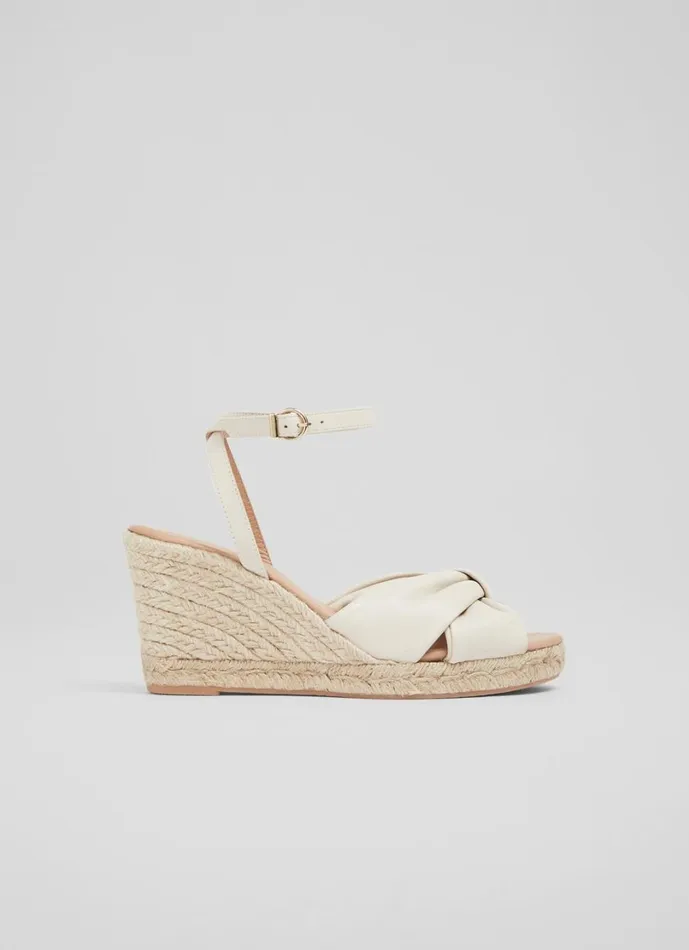 LKBennett Sandals Women Angela Cream Leather Espadrille Sandals