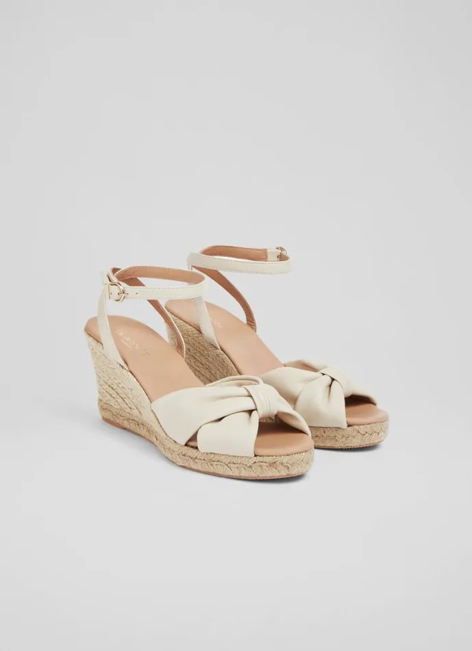 LKBennett Sandals Women Angela Cream Leather Espadrille Sandals LKBennett Sandals Women Angela Cream Leather Espadrille Sandals