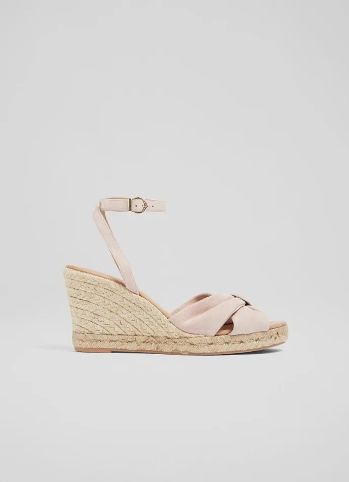 LKBennett Sandals Women Angela Pink Suede Espadrille Sandals