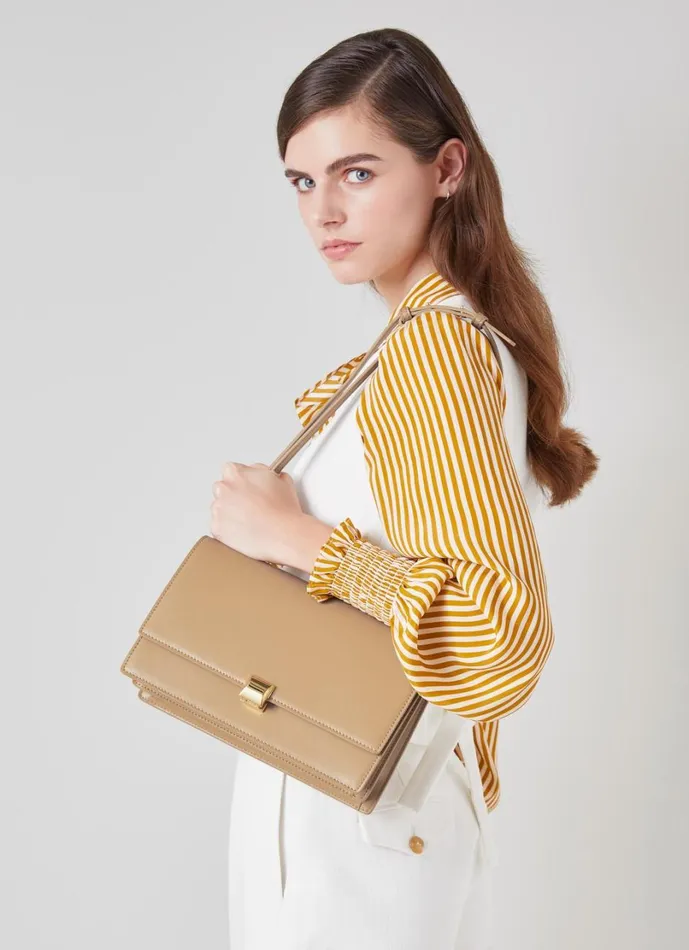 LKBennett Shoulder Bags Women Ottie Camel Vegan Leather Shoulder Bag LKBennett Shoulder Bags Women Ottie Camel Vegan Leather Shoulder Bag