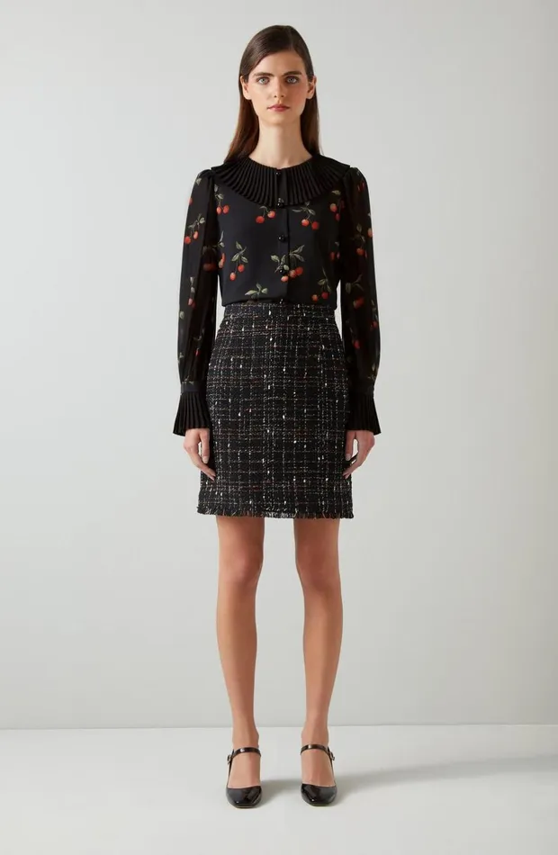 LKBennett Tops Women Dita Black And Red Cherry Print Blouse