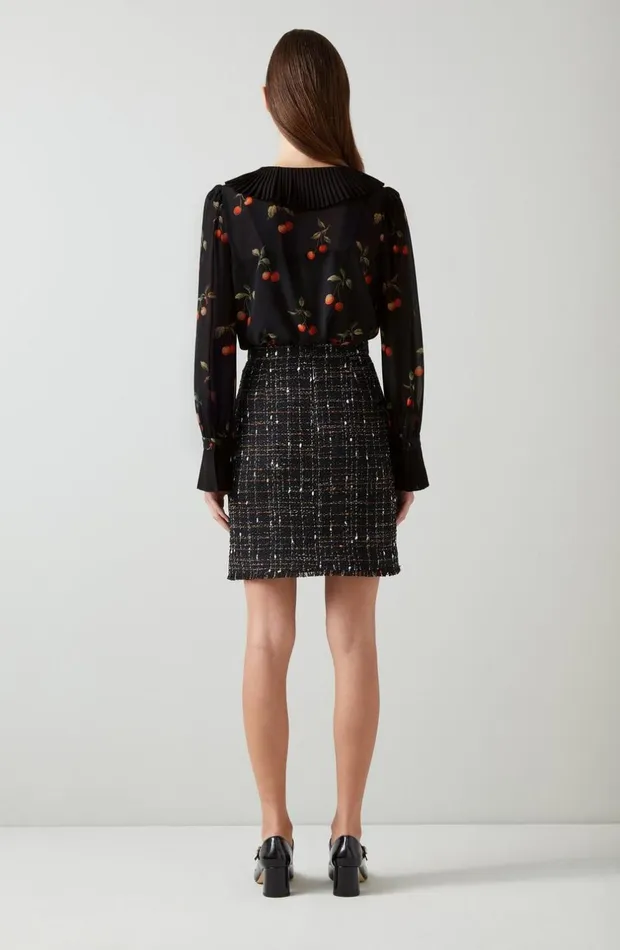 LKBennett Tops Women Dita Black And Red Cherry Print Blouse