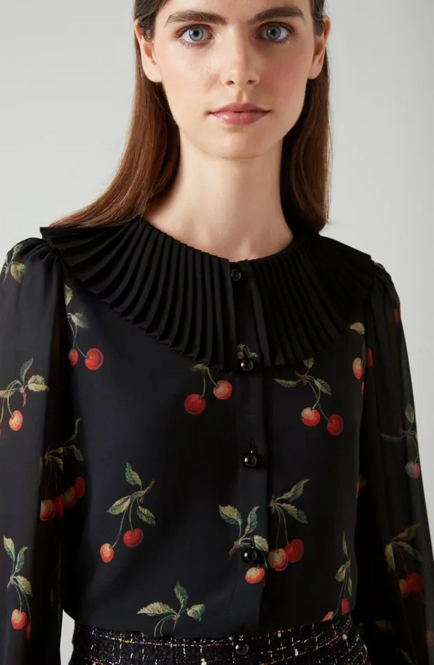 LKBennett Tops Women Dita Black And Red Cherry Print Blouse
