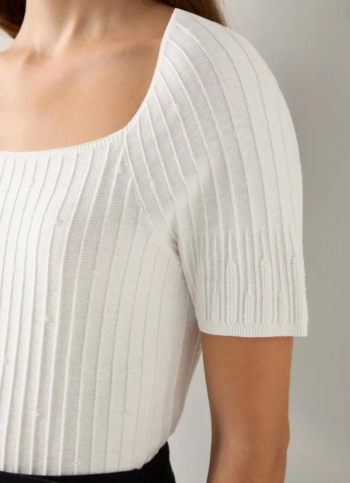 LKBennett Tops Women Maria Ivory Beaded Knitted Top