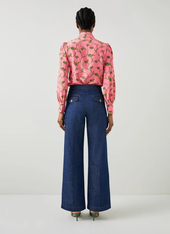 LKBennett Tops Women Sonya Pink and Green Blouse LKBennett Tops Women Sonya Pink and Green Blouse