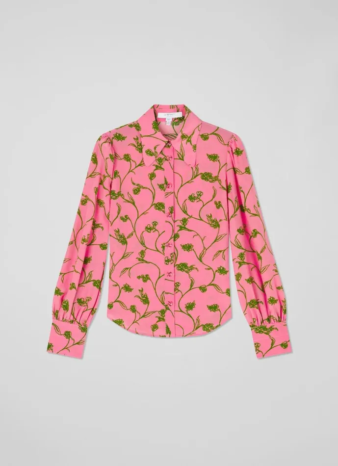 LKBennett Tops Women Sonya Pink and Green Blouse LKBennett Tops Women Sonya Pink and Green Blouse