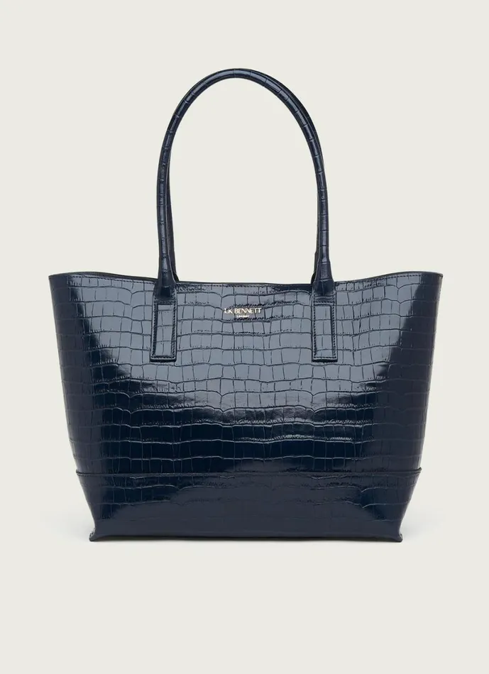 LKBennett Tote Bags Women Lacey Navy CrocEffect Leather Tote Bag LKBennett Tote Bags Women Lacey Navy CrocEffect Leather Tote Bag