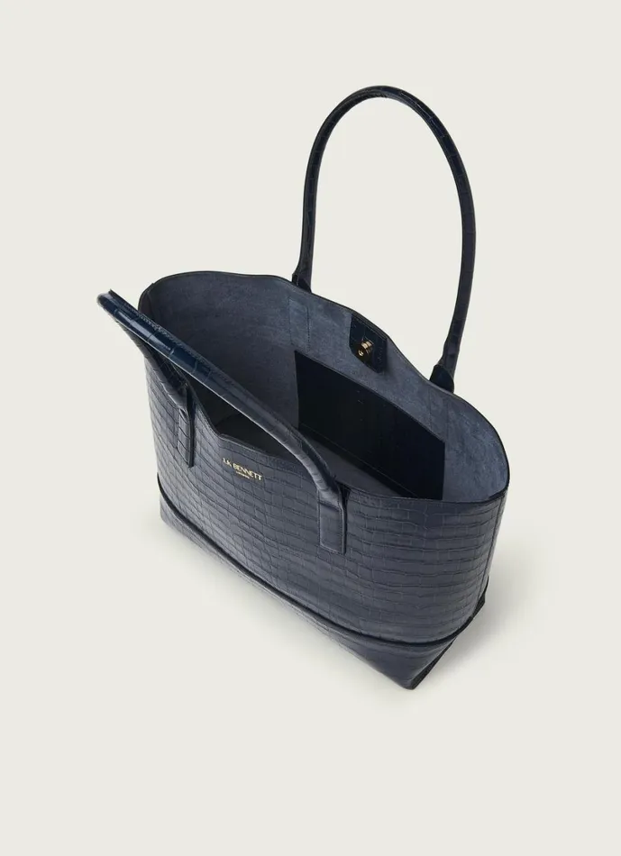LKBennett Tote Bags Women Lacey Navy CrocEffect Leather Tote Bag LKBennett Tote Bags Women Lacey Navy CrocEffect Leather Tote Bag
