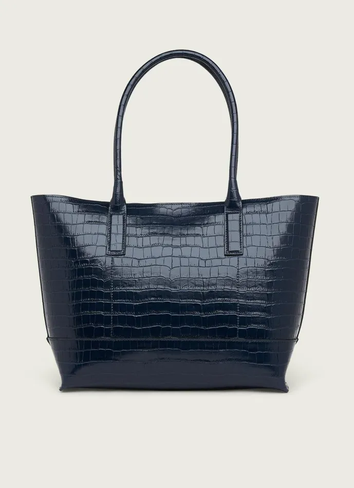 LKBennett Tote Bags Women Lacey Navy CrocEffect Leather Tote Bag LKBennett Tote Bags Women Lacey Navy CrocEffect Leather Tote Bag
