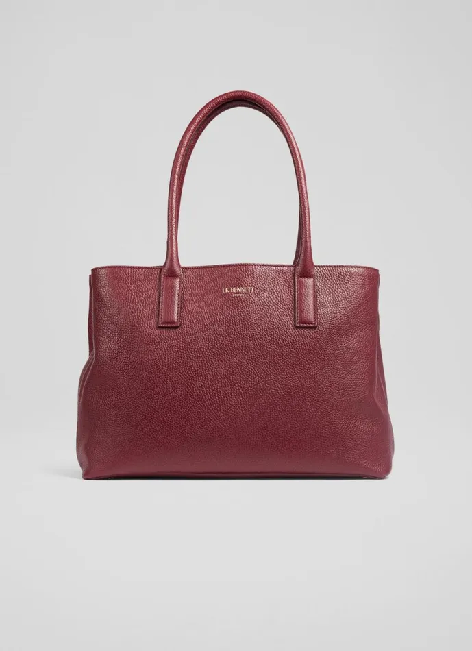 LKBennett Tote Bags Women Lillian Burgundy Grainy Leather Tote Bag LKBennett Tote Bags Women Lillian Burgundy Grainy Leather Tote Bag