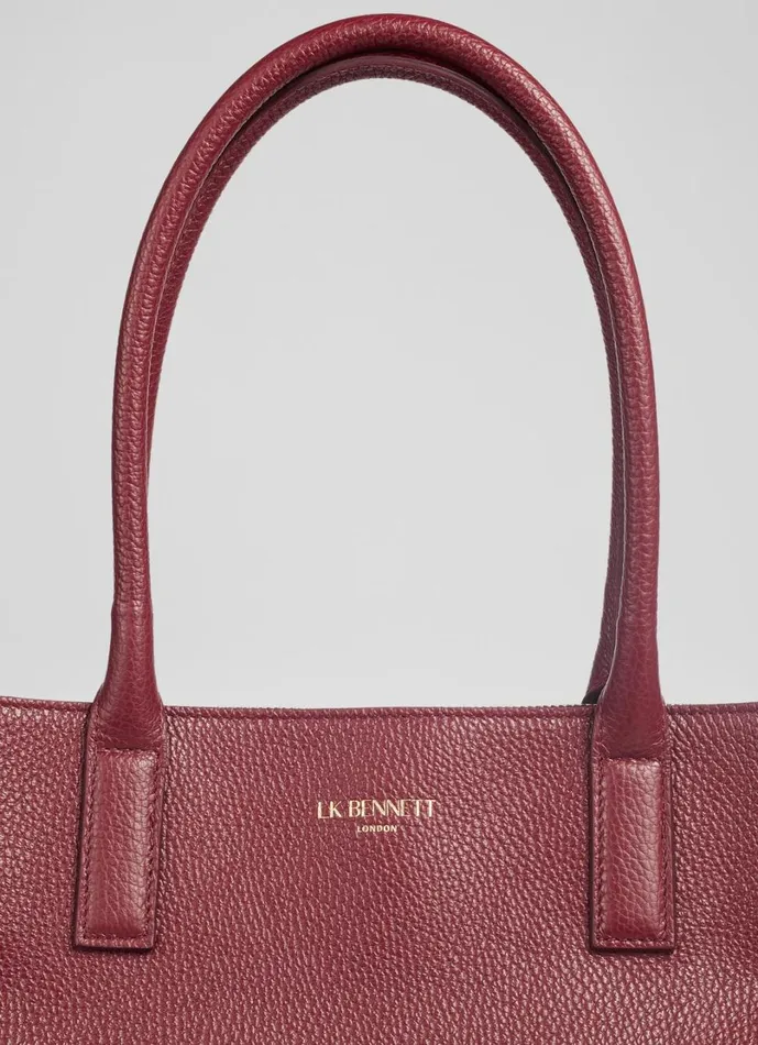 LKBennett Tote Bags Women Lillian Burgundy Grainy Leather Tote Bag LKBennett Tote Bags Women Lillian Burgundy Grainy Leather Tote Bag