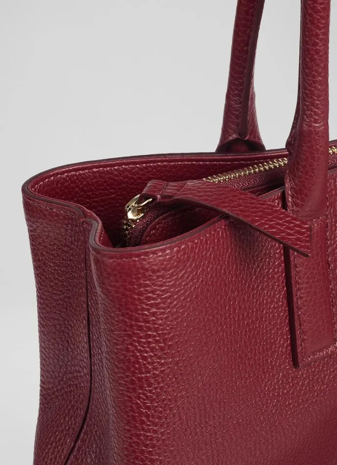 LKBennett Tote Bags Women Lillian Burgundy Grainy Leather Tote Bag LKBennett Tote Bags Women Lillian Burgundy Grainy Leather Tote Bag