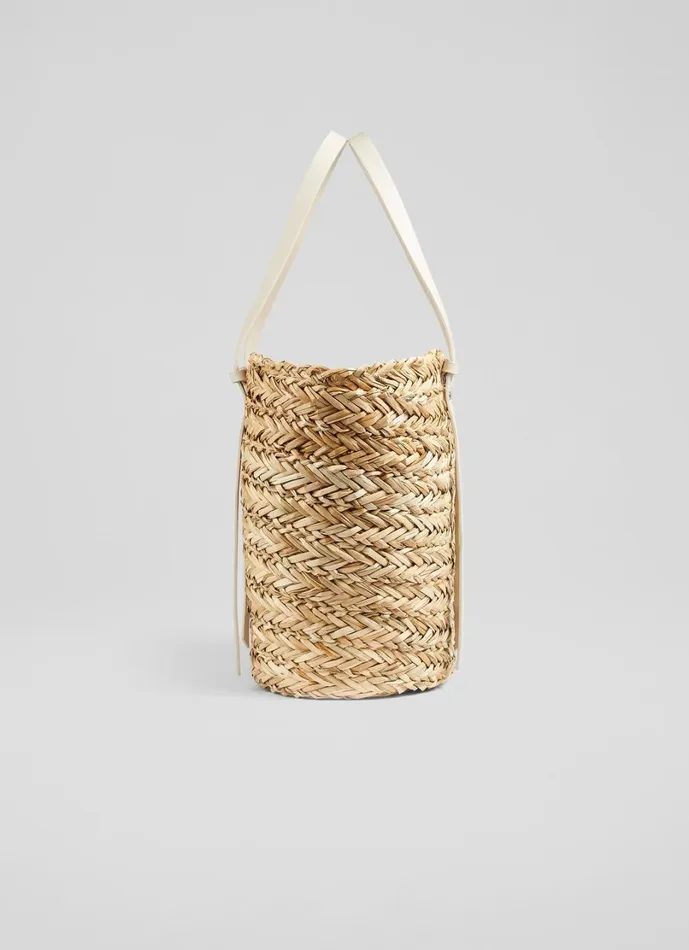 LKBennett Tote Bags Women Viola Natural Straw Cream Handles Basket Bag LKBennett Tote Bags Women Viola Natural Straw Cream Handles Basket Bag