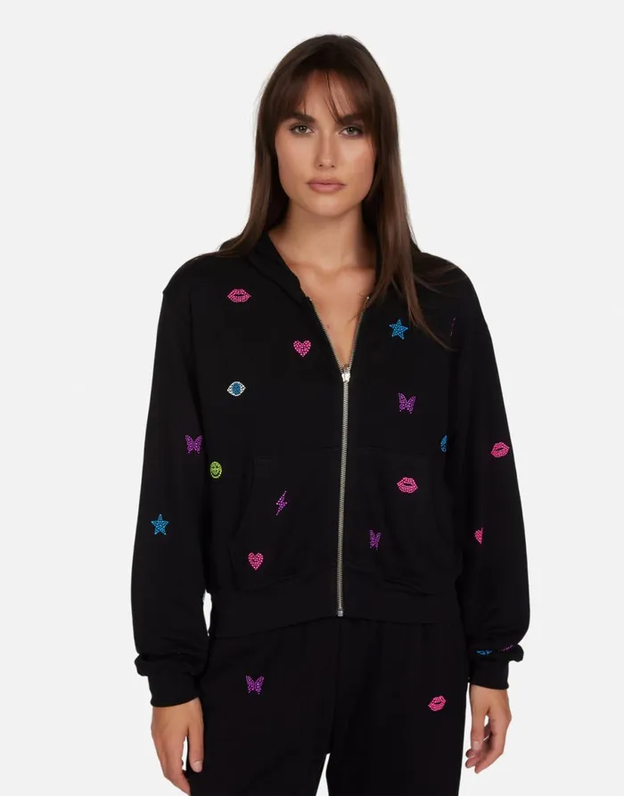 Lachelle Neon Stud Elements Black Women039s Lauren Moshi Hoodies