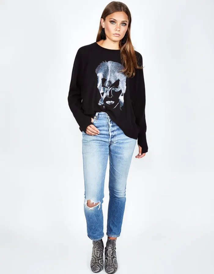 Ladona Glitter Bowie Black Women039s Lauren Moshi Sweaters and Knits