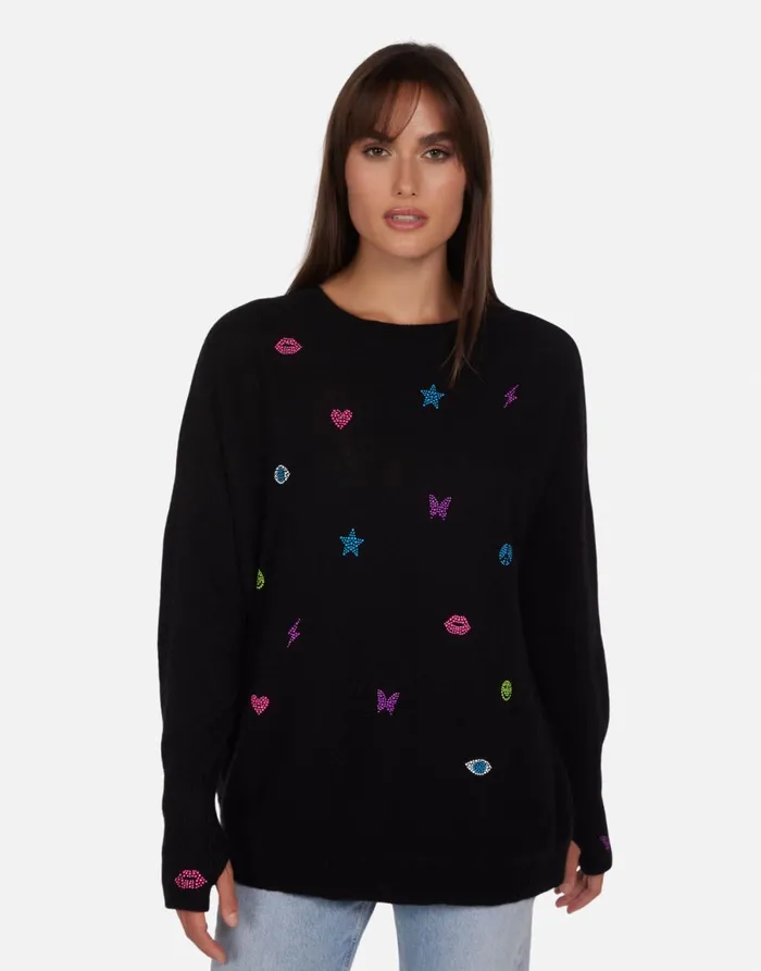 Ladona Neon Stud Elements Black Women039s Lauren Moshi Sweaters and Knits