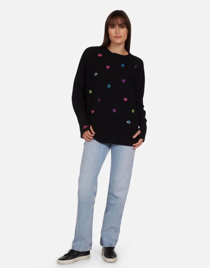Ladona Neon Stud Elements Black Women039s Lauren Moshi Sweaters and Knits