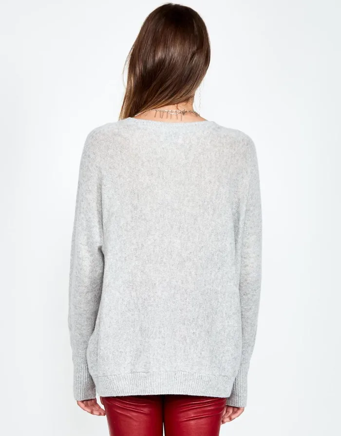 Ladona Pierced Biting Lip Face Heather Grey Women039s Lauren Moshi Sweaters and Knits