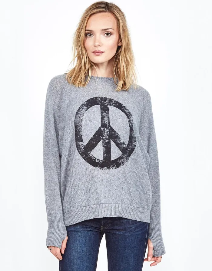Ladona Vintage Peace Charcoal Women039s Lauren Moshi Sweaters and Knits