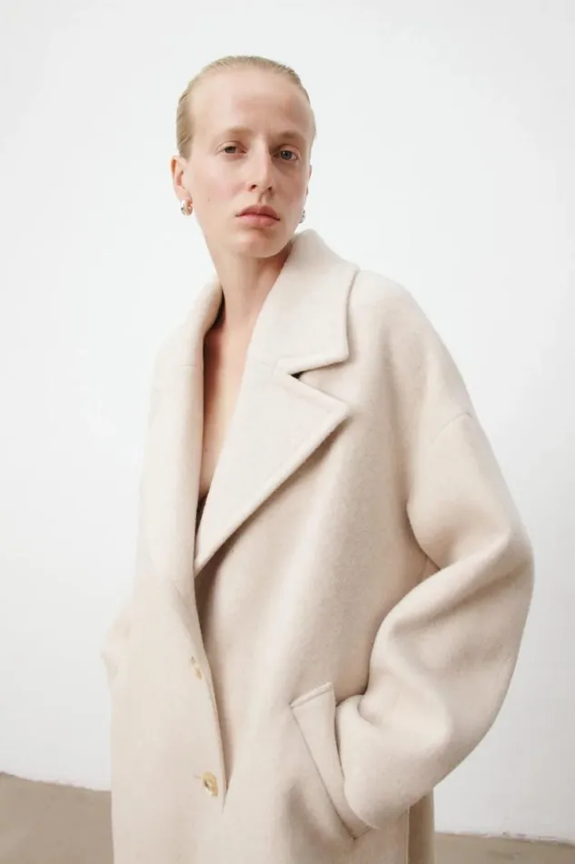 Lala Berlin Coats and Jackets Coat Ohana Wool Mix Cream 8211 Women