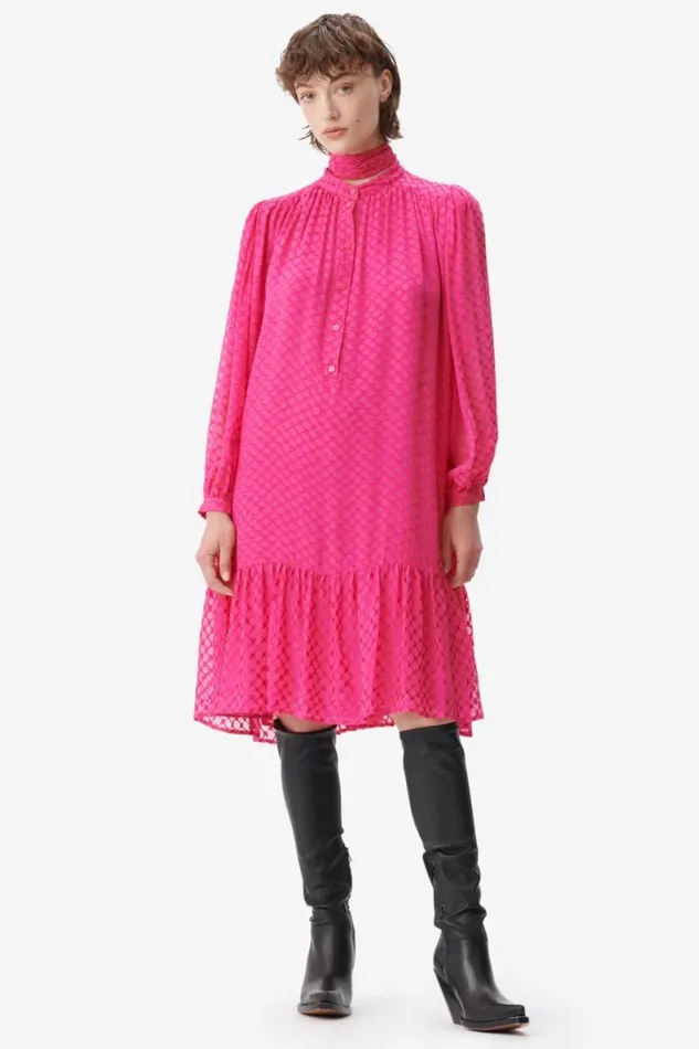 Lala Berlin Dresses Dress Day Viscosesilk Blend Polka Dot Dragonfruit 8211 Women