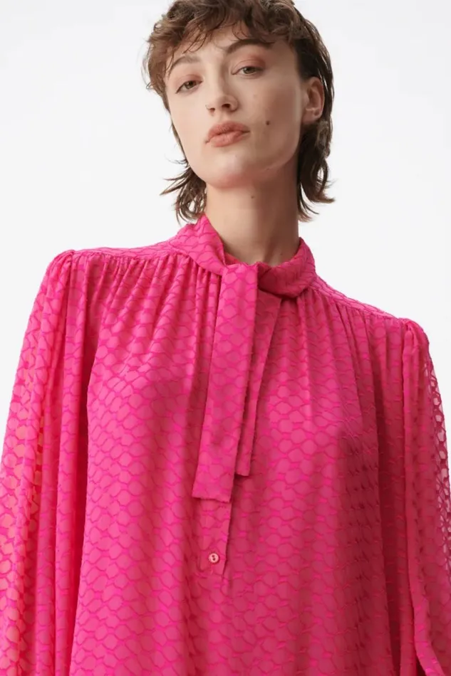 Lala Berlin Dresses Dress Day Viscosesilk Blend Polka Dot Dragonfruit 8211 Women
