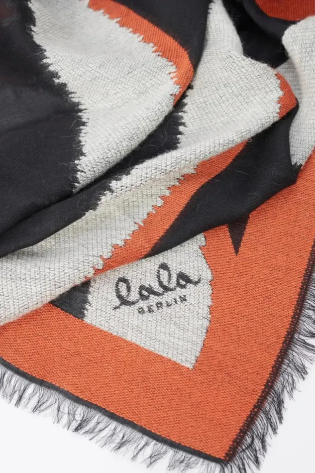 Lala Berlin Scarves and Triangles Triangle Ajen Wool Mix Bold Zebra Black 8211 Women