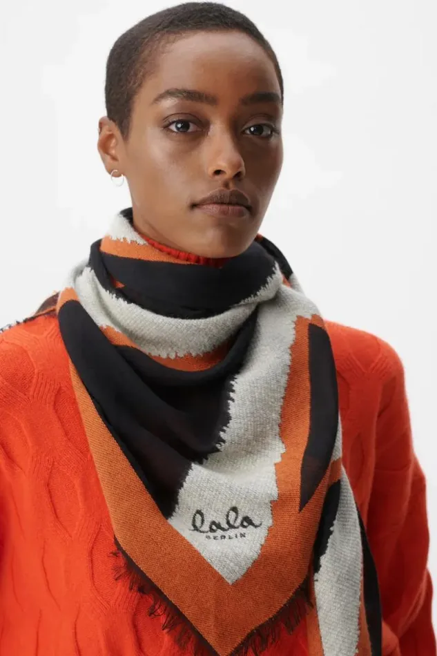 Lala Berlin Scarves and Triangles Triangle Ajen Wool Mix Bold Zebra Black 8211 Women