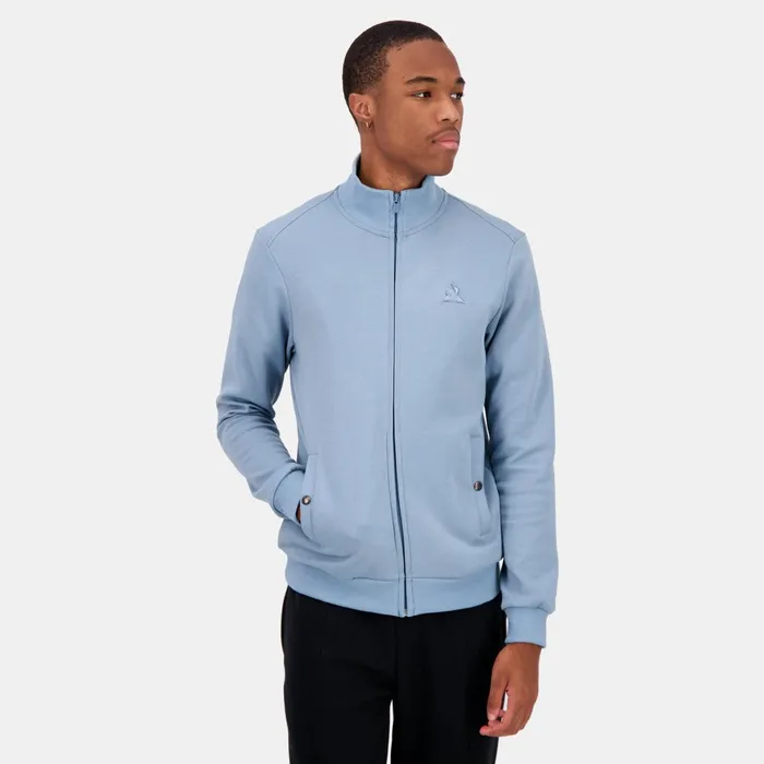 Le Coq Sportif Ton Sur Ton ZipUp Sweatshirtshirt Faded Denim Men Sweatshirts