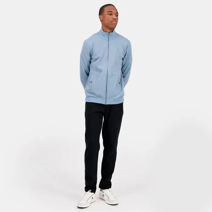 Le Coq Sportif Ton Sur Ton ZipUp Sweatshirtshirt Faded Denim Men Sweatshirts