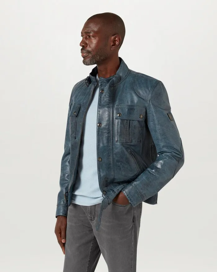 Leather Jackets Men Belstaff Gangster Jacket Insignia Blue Leather Jackets Men Belstaff Gangster Jacket Insignia Blue