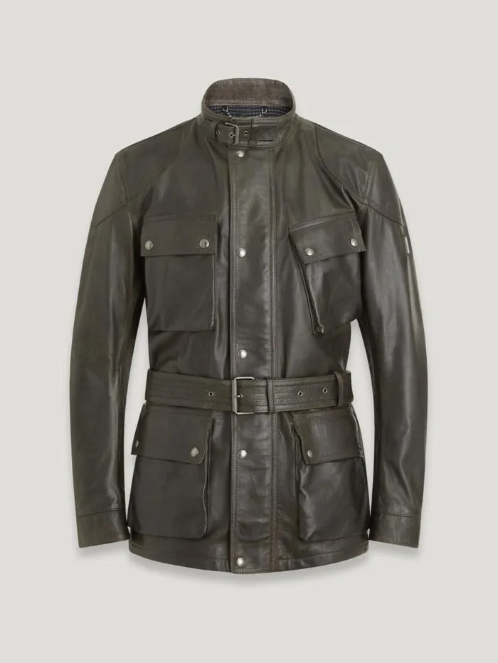 Leather Jackets Men Belstaff Legacy Trialmaster Panther Jacket Dark Tile Green