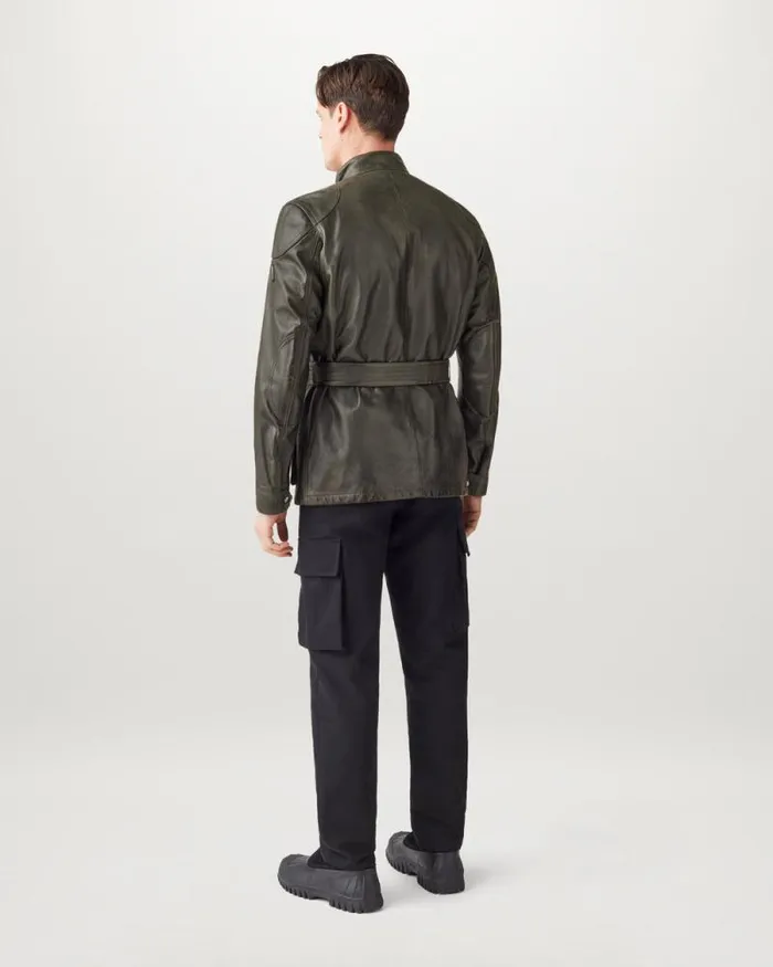 Leather Jackets Men Belstaff Legacy Trialmaster Panther Jacket Dark Tile Green
