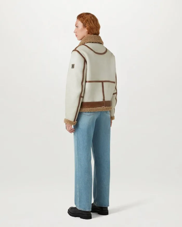 Leather Jackets Women Belstaff Centenary Blackthorn Jacket Chalk British Khaki
