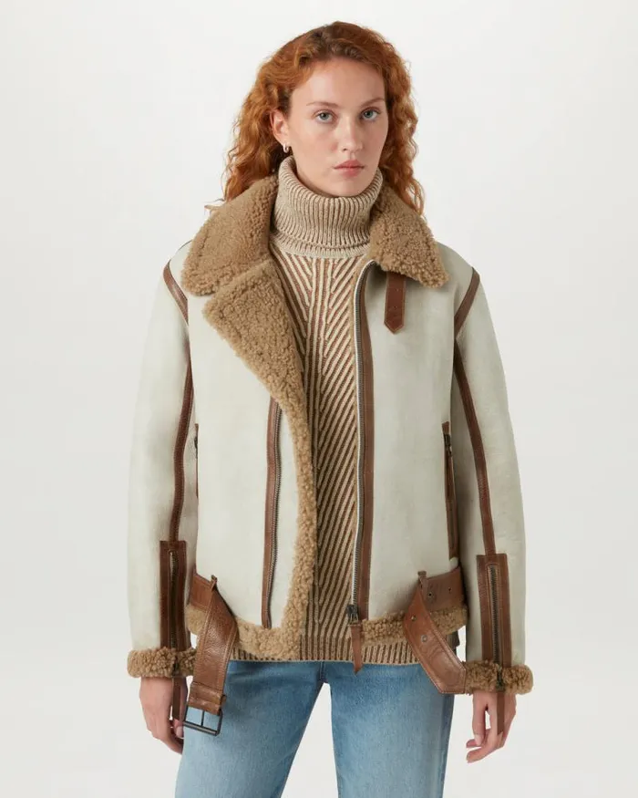 Leather Jackets Women Belstaff Centenary Blackthorn Jacket Chalk British Khaki