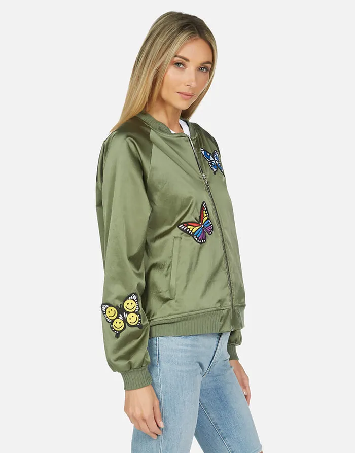 Levelle Butterfly Patches Military Hot Pink Women039s Lauren Moshi Jackets