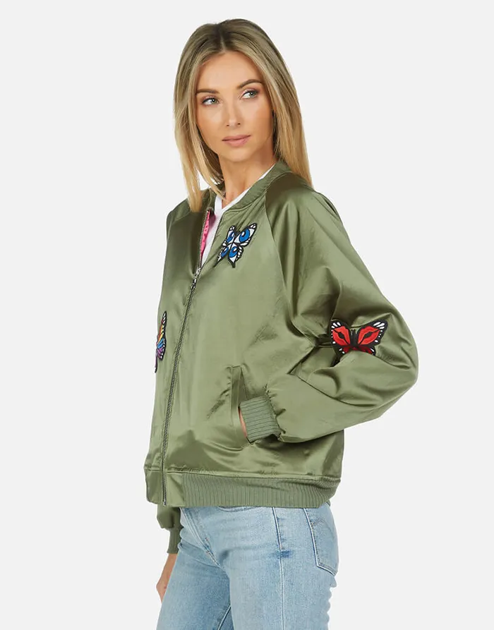 Levelle Butterfly Patches Military Hot Pink Women039s Lauren Moshi Jackets