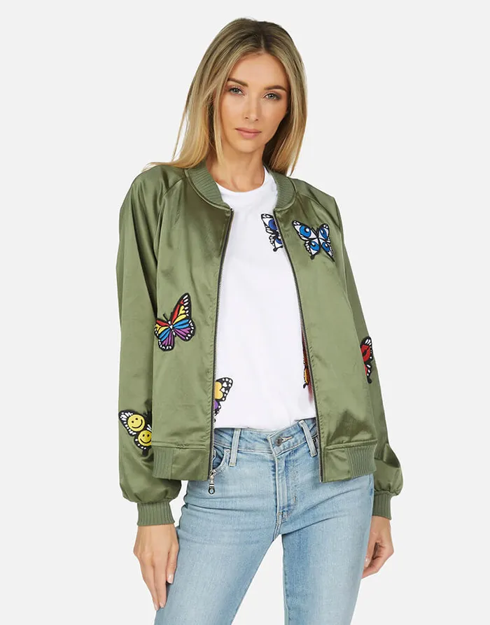 Levelle Butterfly Patches Military Hot Pink Women039s Lauren Moshi Jackets