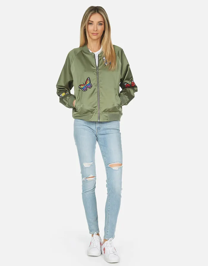 Levelle Butterfly Patches Military Hot Pink Women039s Lauren Moshi Jackets