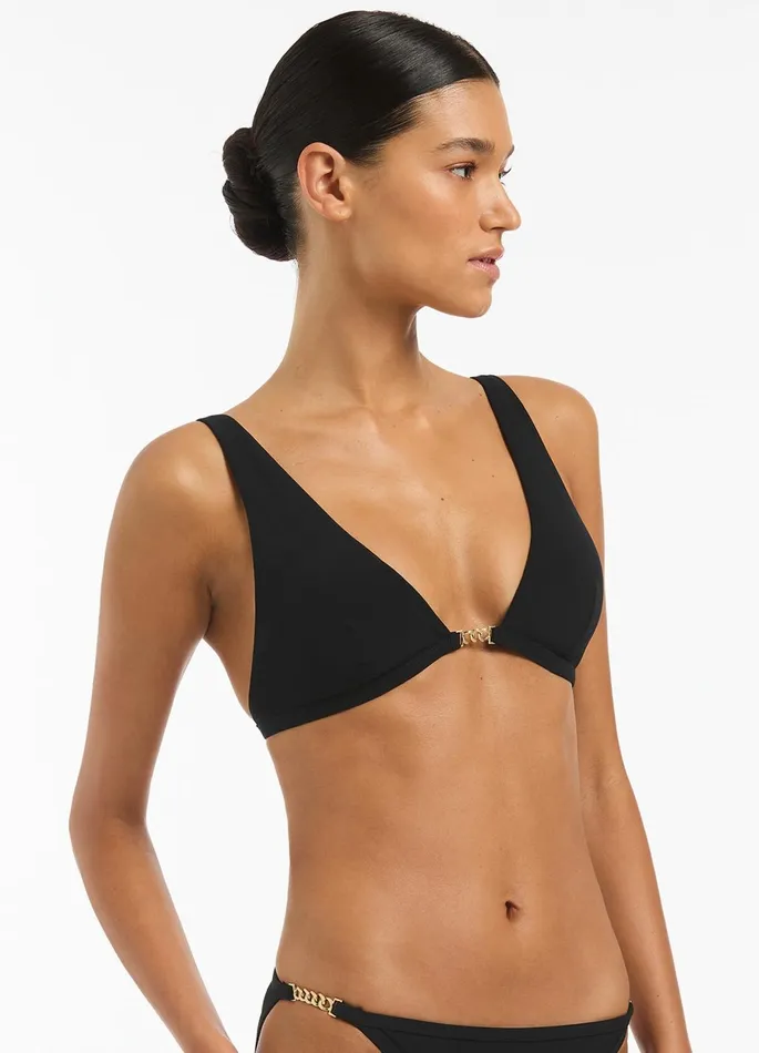 Lien Longline Triangle Bikini Top Black Women JETS Australia Tri Bikini Tops