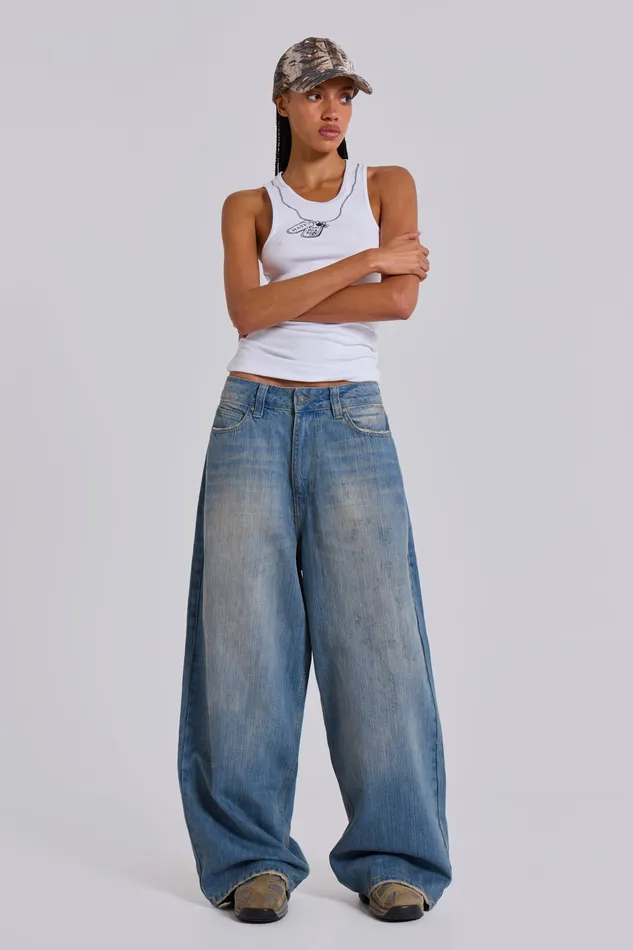 Light Wash Slub XL Colossus Jeans Tops Jaded London Women
